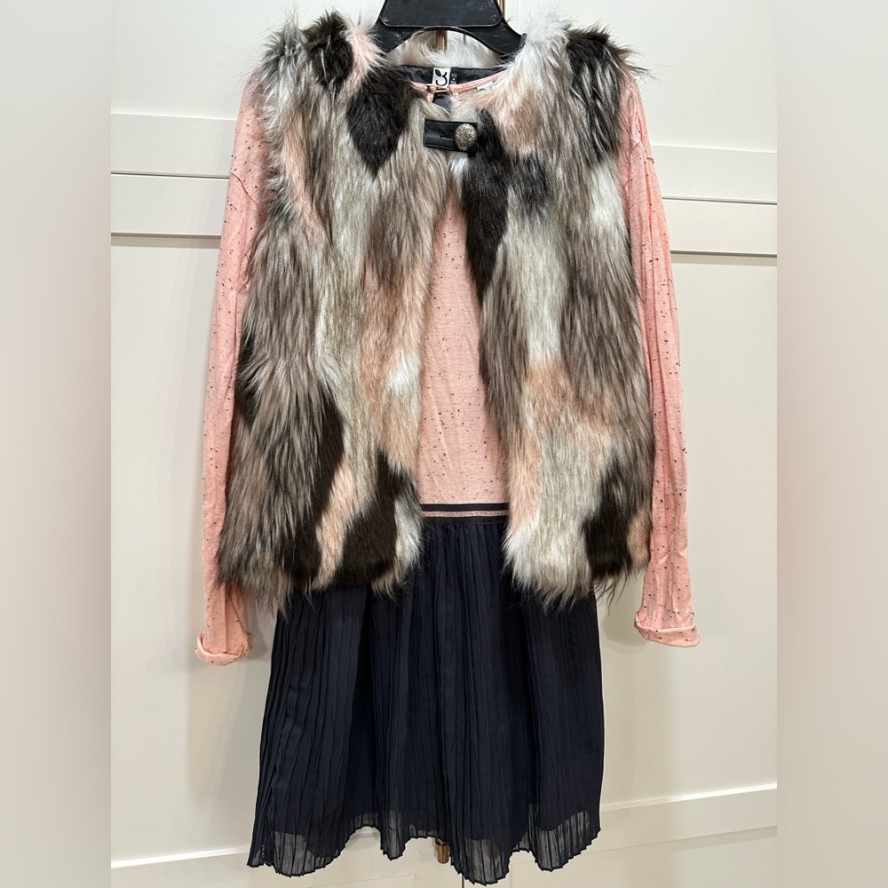 Dress with Faux Fur Vest (2pcs, Size 11-12Yrs)